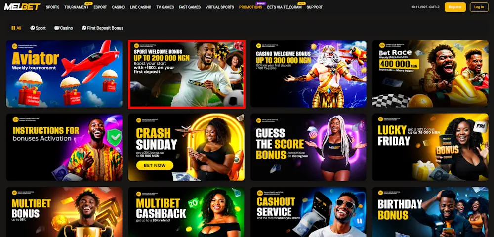 Melbet Bonuses and Sport Welcome Bonus Screenshot